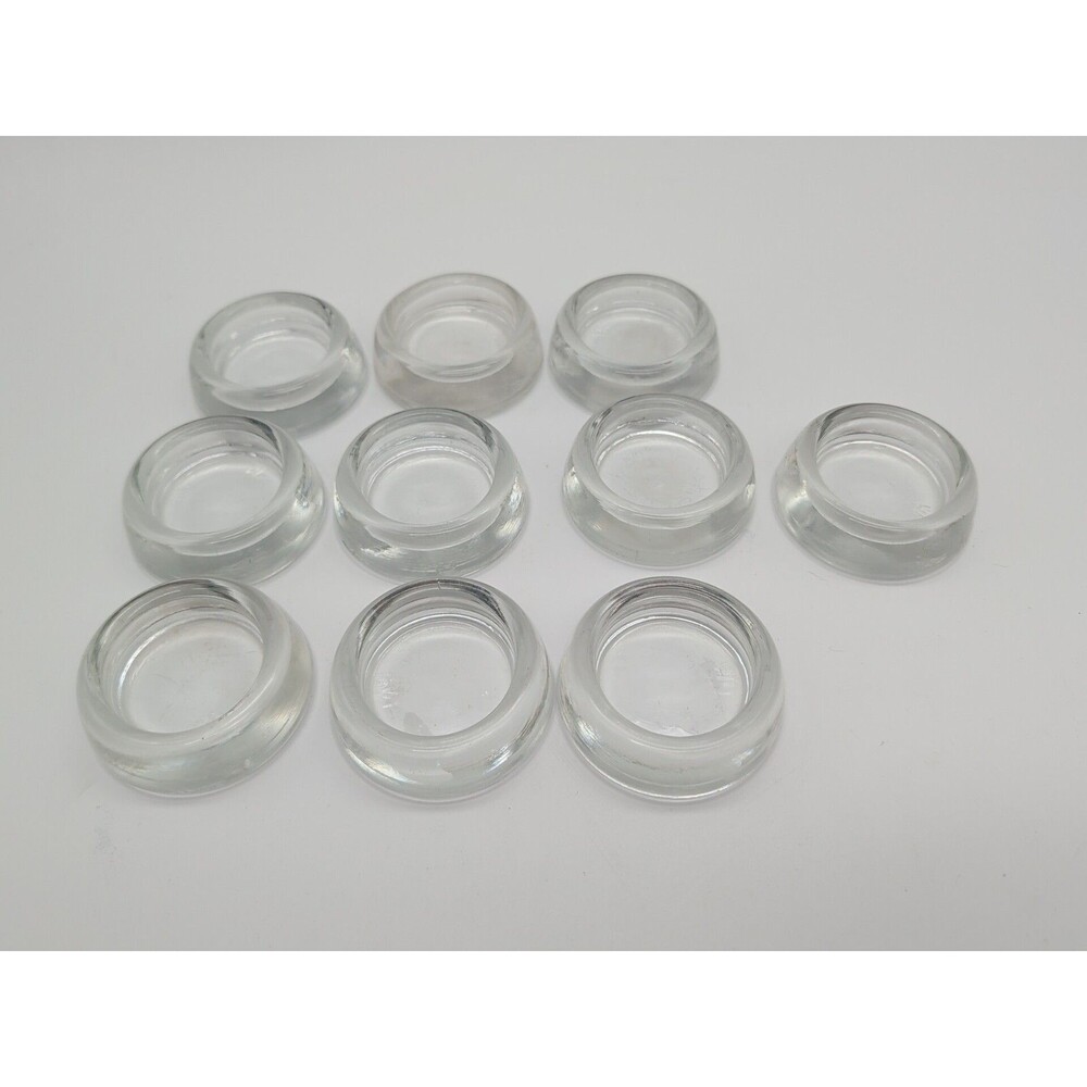 10 Vtg Hazel Atlas Clear Glass Furniture Coaster Slider Floor Protector